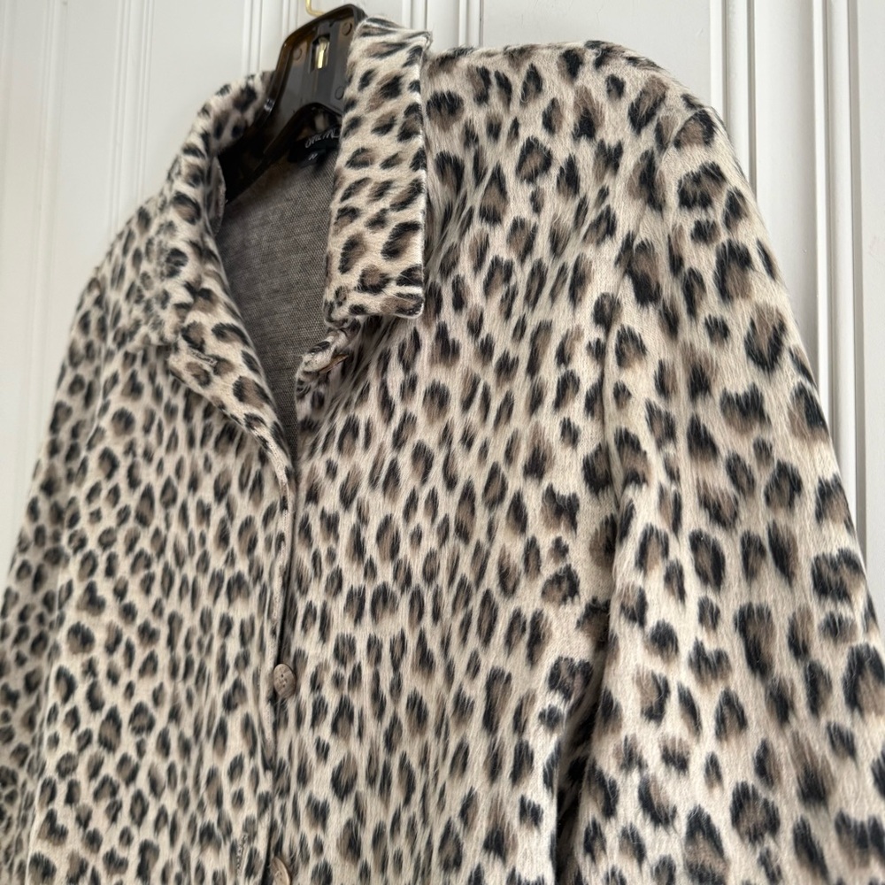 Leopard Print Button Up Teddy Jacket - image 2